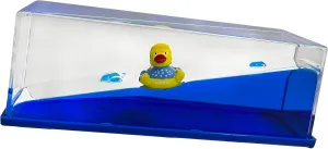Unsinkable Rubber Ducks Duckies Toys Merchandise Acrylic Paperweight for Car Decorations Desk Wave Liquid Cruise Ship Fluid Drift Boat in a Box Bottle Toys (Gold)