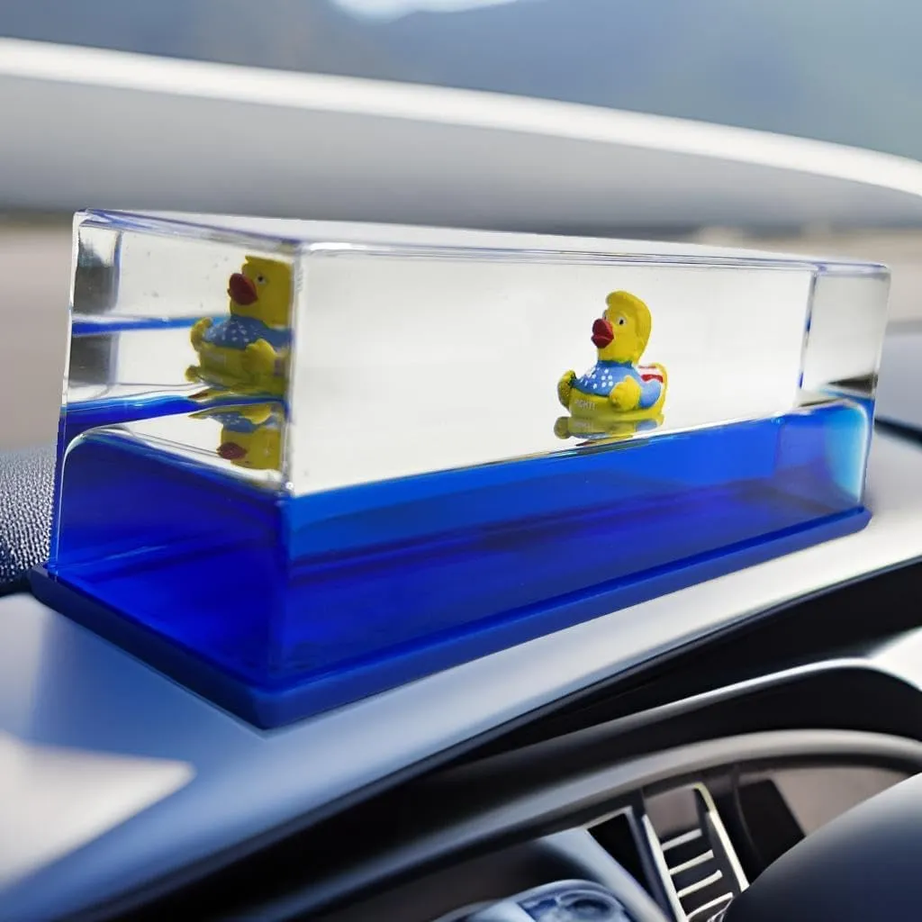 Unsinkable Rubber Ducks Duckies Toys Merchandise Acrylic Paperweight for Car Decorations Desk Wave Liquid Cruise Ship Fluid Drift Boat in a Box Bottle Toys (Gold)