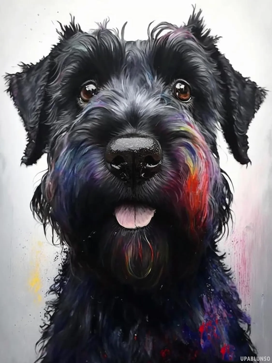 UPABLUNSO Adult Diamond Painting Kits Animal Close-Ups Full Diamond Round Giant Schnauzer Diamond Dots, Happy Dog Diamond Painting Kits Home Wall Decoration 12x16in/30x40cm