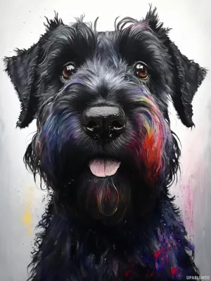 UPABLUNSO Adult Diamond Painting Kits Animal Close-Ups Full Diamond Round Giant Schnauzer Diamond Dots, Happy Dog Diamond Painting Kits Home Wall Decoration 12x16in/30x40cm