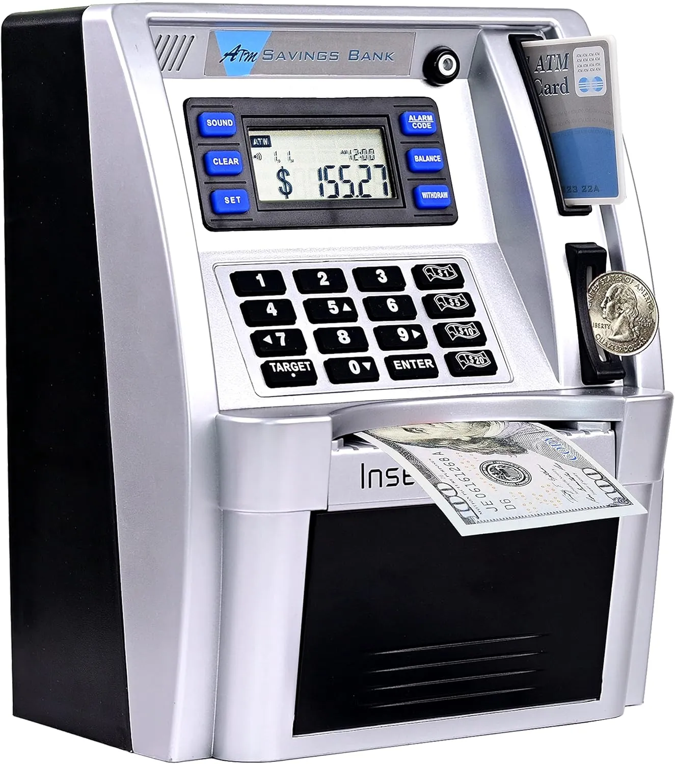 Upgraded Talking ATM Piggy Bank for Kids Adults,Toy Money Bank for Real Money with Voice Prompt,Data Save,Card,Saving Target,Balance Calculator,Electronic Money Safe Coin Box,Hot Gift for Boys Girls