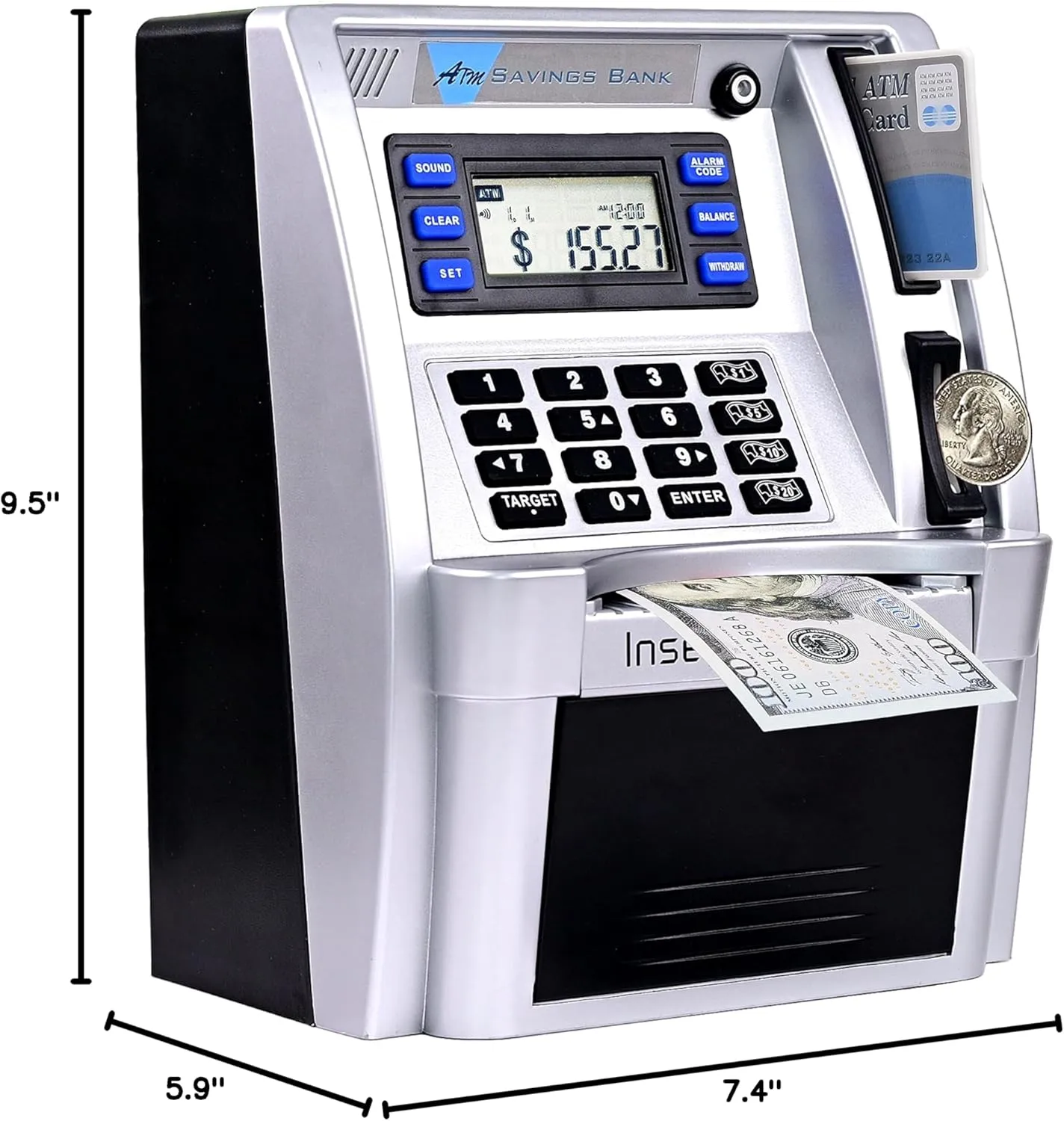 Upgraded Talking ATM Piggy Bank for Kids Adults,Toy Money Bank for Real Money with Voice Prompt,Data Save,Card,Saving Target,Balance Calculator,Electronic Money Safe Coin Box,Hot Gift for Boys Girls