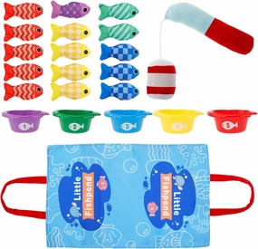 US Montessori Fishing Game Soft Cloth Fishing Toys Fun Toddler Fishing Game Educational Fishing Game Set with Stackable Buckets for Boys Girls Number Counting Color Sorting