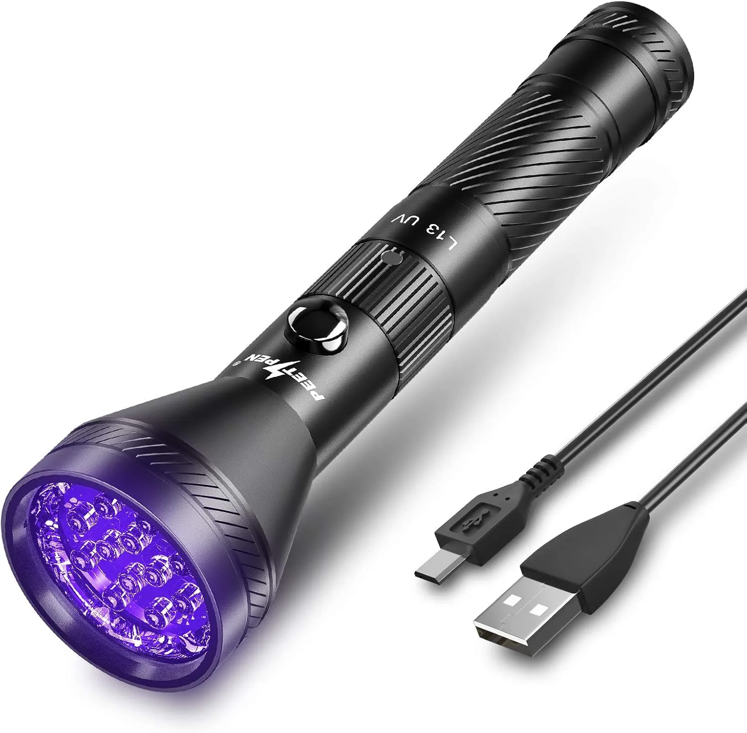 UV Flashlight Black Light, Waterproof 12 LED Rechargeable 395nm UV Blacklight Pet Urine Detector for Dog/Cat Urine, Dry Stains, Bed Bug, Resin Curing, Scorpions Finder