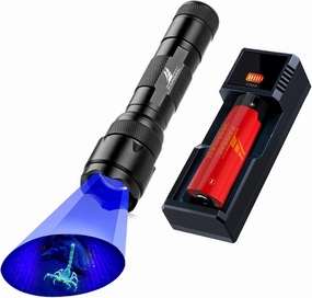 UV Flashlight 365nm, High Power Rechargeable UV Led Blacklight Flashlights for Resin Curing, Leak Detector, Pet Urine Stain, Battery Charger Set Include