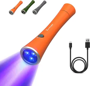 UVA-M1 UV Flashlight Black Light, 365nm Ultraviolet Pet Urine Detector, Portable USB Rechargeable Handheld Torch for Dog/Cat Stains, Scorpions, and Resin Curing (Battery Included),Orange