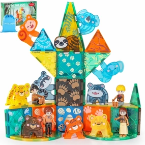 VANLINNY Magnetic Tiles,Magnet Building Blocks Toys for Kids Ages 3-5 4-8,3D Creative 10 PCS Animals Educational Stack Tile Construction for Boys Girls,Birthday Xmas Gifts for Toddlers.