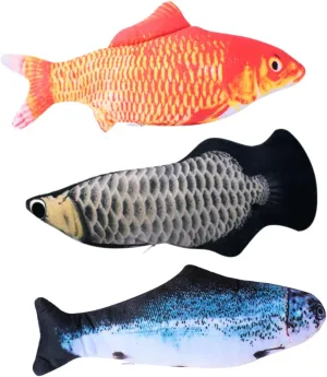 VANZACK 3pcs Plush Electric Fish Toy for Cats Jumping Fish Plaything USB Rechargeable Engaging Plush Toys to Curiosity and Keep Cats Active