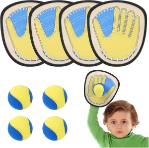 Velcro Ball Toss and Catch Game Set,Soft Toddler Baseball Glove Sticky Mitt,Beginner Training Play Catching Beach Toys,Paddle Ball Family Backyard Game,Outdoor Game for Kids 3 4 5 6 7 8-12