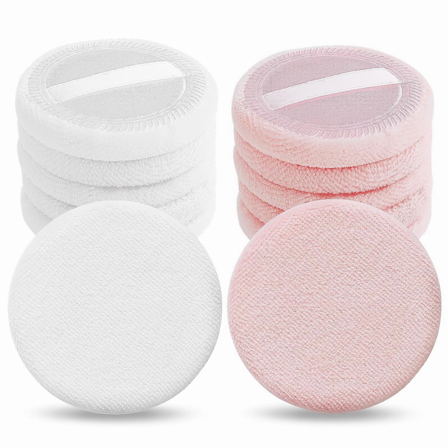 Vellanatural 12 PCS Blush Loose Powder Puff Face Setting Body Makeup Soft Velour Sponge Beauty Blender Make Up Mini Portable Finger Applicator Holder Small Fluffy Highlighter Facial Cosmetic Cushion