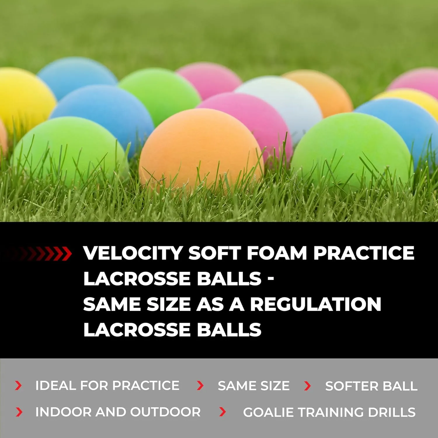 Velocity Soft Foam Lacrosse Balls, Lacrosse Soft Practice Balls for Youth, Indoor Training Lacrosse Softballs for College and High School, Same Size as Regulation
