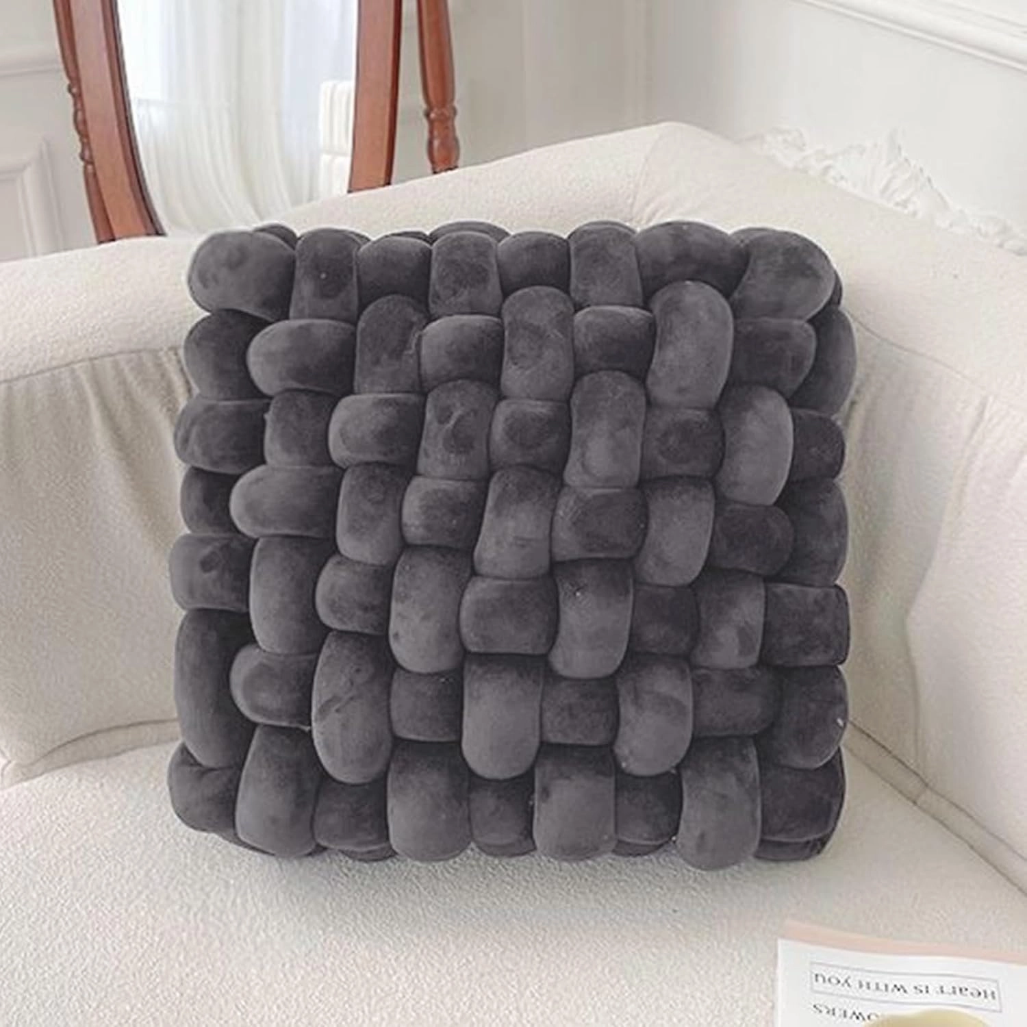Velvet Chunky Bulky Giant Arm Knitting Yarn - Super Soft Jumbo Tube Weight Fluffy DIY Crochet Hand Making Washable Yarn for Blanket, Pet Bed, Rugs, Pillow (2.2lb-Dark Gray)