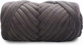 Velvet Chunky Bulky Giant Arm Knitting Yarn - Super Soft Jumbo Tube Weight Fluffy DIY Crochet Hand Making Washable Yarn for Blanket, Pet Bed, Rugs, Pillow (2.2lb-Dark Gray)