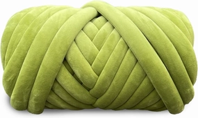 Velvet Chunky Bulky Giant Arm Knitting Yarn - Super Soft Jumbo Tube Weight, Fluffy DIY Crochet Hand Making Washable Yarn for Blanket, Pet Bed, Rugs, Pillow (2.2lb-Green)