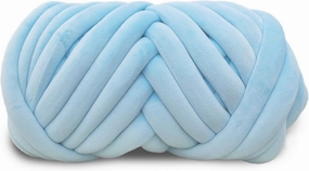 Velvet Chunky Bulky Giant Arm Knitting Yarn, Super Soft Jumbo Tube Weight, Fluffy DIY Crochet Hand Making Washable Yarn for Blanket, Pet Bed, Rugs, Pillow (1.1lb-Light Blue)
