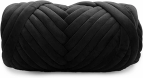 Velvet Chunky Yarn Bulky Giant Arm Knitting Yarn, Super Soft Jumbo Tube Weight, Fluffy DIY Crochet Hand Making Washable for Blanket, Pet Bed, Rugs Pillow(2.2lb-Black)