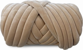 Velvet Chunky Yarn Bulky Giant Arm Knitting Yarn, Super Soft Jumbo Tube Weight, Fluffy DIY Crochet Hand Making Washable for Blanket, Pet Bed, Rugs Pillow (2.2lb-Khaki)