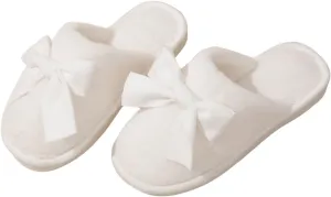 Verdusa Women's Bow Memory Foam Slippers Warm Slip On Faux Fur House Slippers