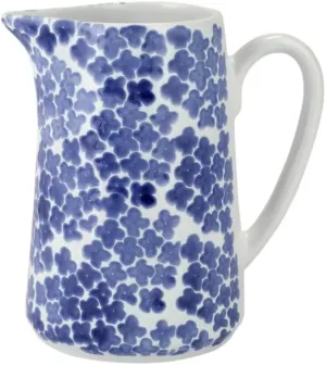 viva by Vietri Santorini Flower Drink Pitcher, 7.75"H, 56 Ounces Earthenware Water Beverage Cocktail Jug