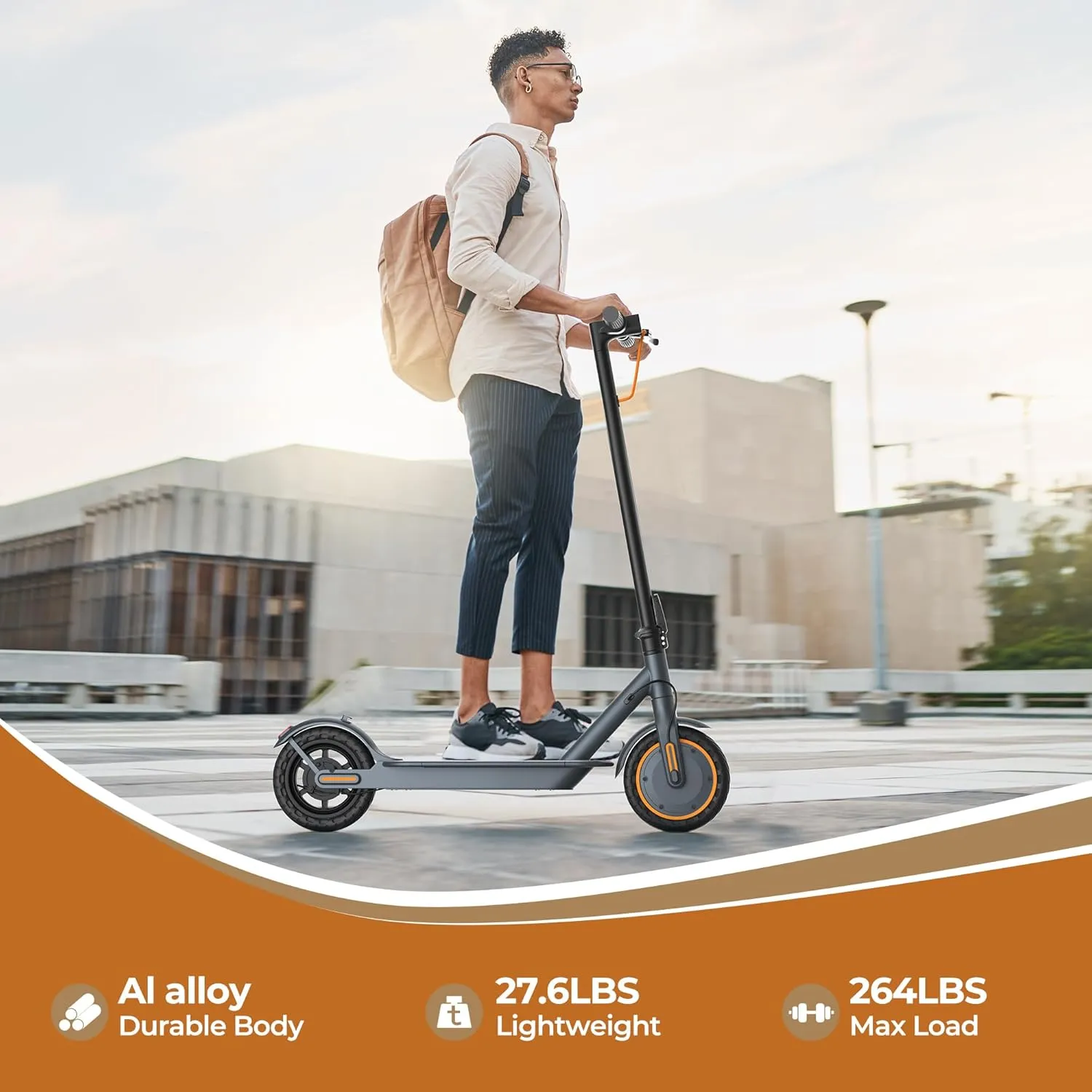 VOLPAM Electric Scooter, 300W/500W Motor, 12/19/22/27 Mile Range, Folding E-Scooter for Adults,Electric Kick Scooter with Dual Braking