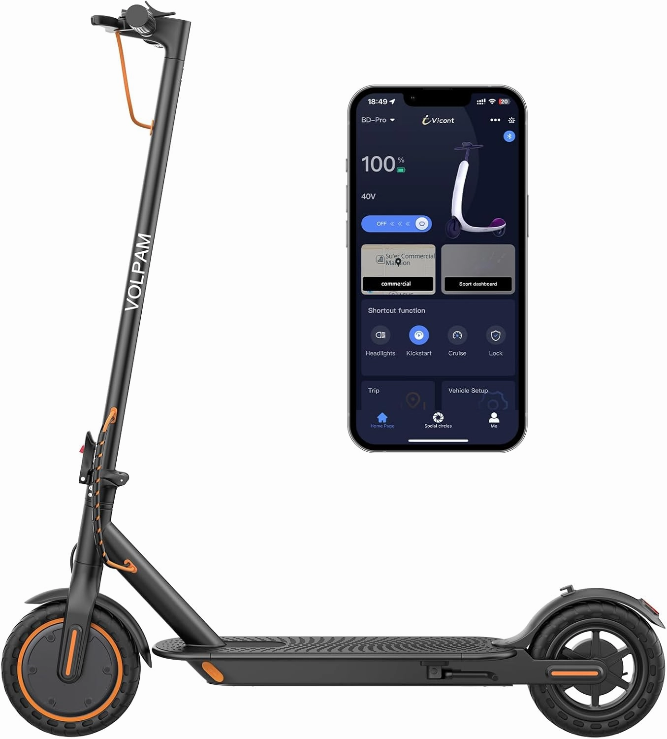VOLPAM Electric Scooter, 350W/500W, 8.5"/10" Tires, 12/21/28 Miles Range, 16/19/22Mph, Folding E-Scooter with Dual Braking