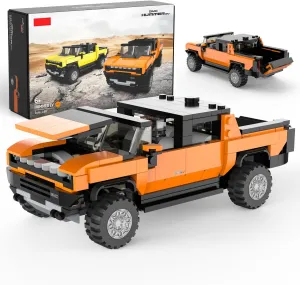 Voltz Toys Officially Licensed 1:30 Scale Hummer EV Model Building Kit – 431 Piece Hummer EV Vehicle Collectible Construction Set Gift for Kids and Adults (Orange)