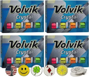 Volvik Crystal 3-Piece Premium Color Golf Balls 4 Dozen (48 Balls) Bundle Gift Set