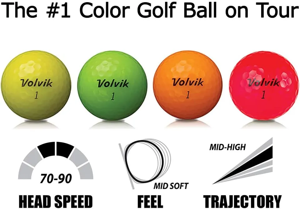 Volvik Crystal 3-Piece Premium Color Golf Balls 4 Dozen (48 Balls) Bundle Gift Set