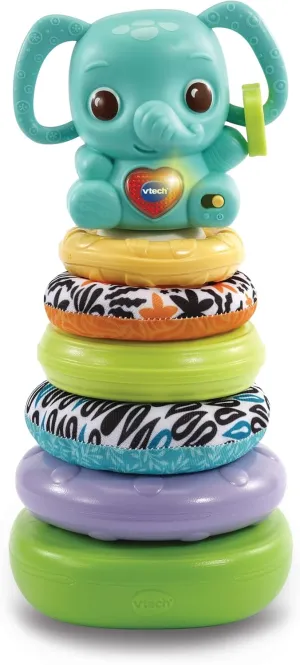 VTech Stack & Link Elephant | Developmental Ring Stacking with Rattle Elephant Baby Toy | Suitable for Ages 6-36 Months, English Version
