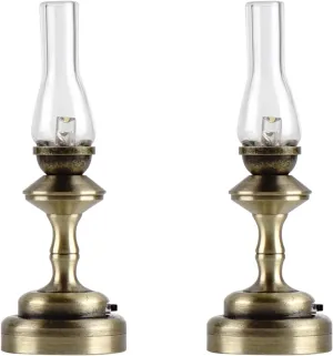 Waldosia 2PCS 1:12 Scale Dollhouse Miniature Antique Brass Hurricane Lamp