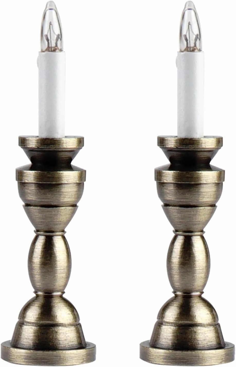 Waldosia 2PCS 1:12 Scale Dollhouse Miniature 12v Powered Candle Lamp Set (Brass)