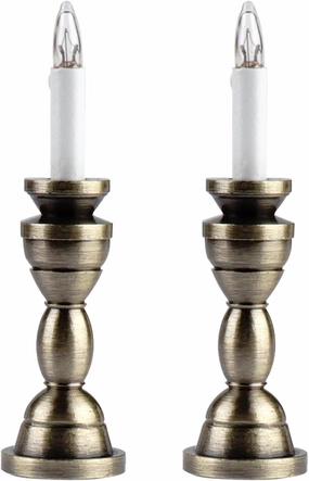 Waldosia 2PCS 1:12 Scale Dollhouse Miniature 12v Powered Candle Lamp Set (Brass)