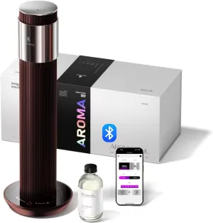 Waterless Scent Diffuser Starter Kit - 1000 Sq Ft. Coverage, Cordless Rechargeable Hotel Collection Diffuser, Included 120ml Fragrance Essential Oils,APP-Controlled, air diffusers for Home, Burgundy