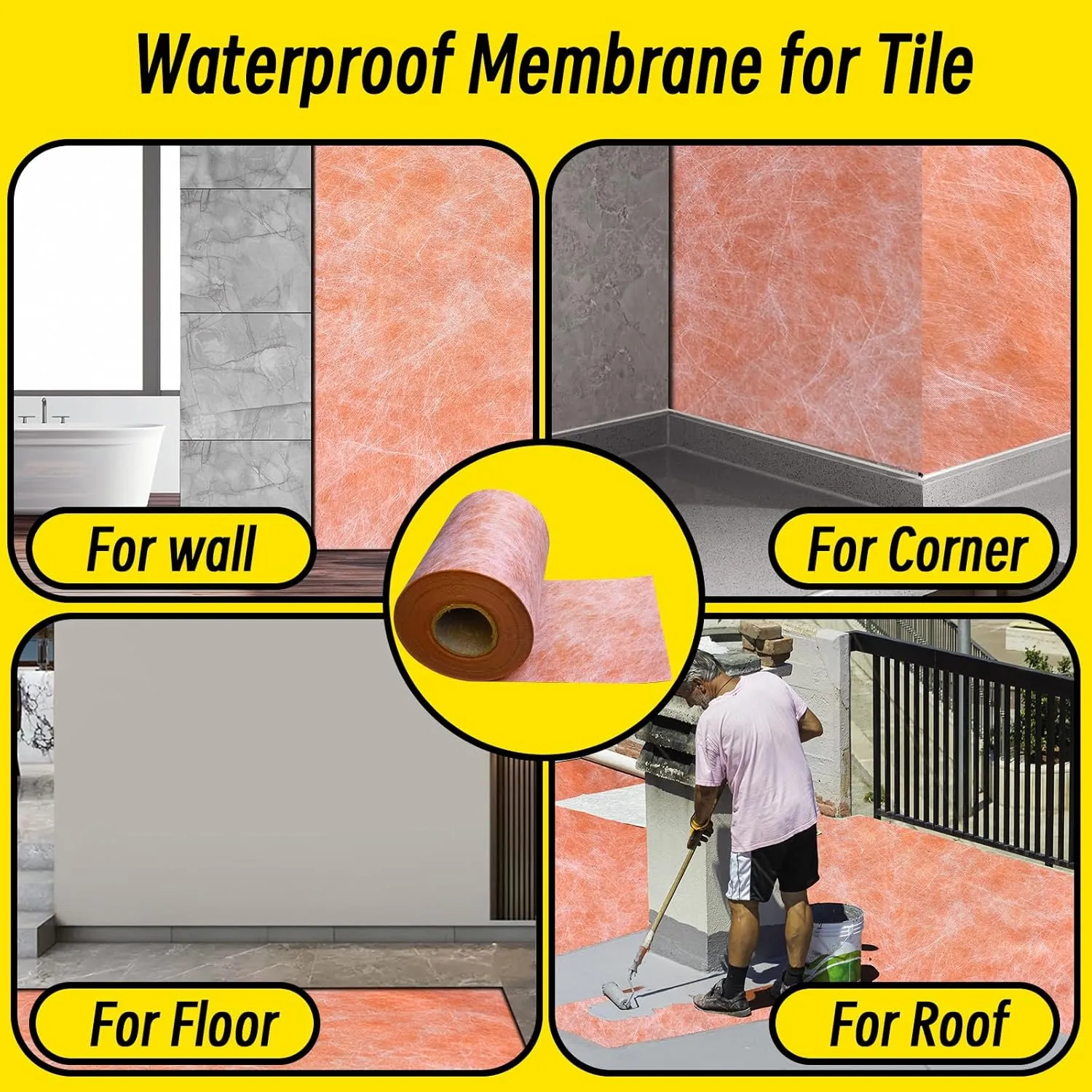 Waterproofing Membrane 9.8 in x 98.5 ft / 81 Sq Ft Waterproof Membrane for Shower 23.6mil Thickness Shower Waterproof Membrane for Sauna, Bathroom, Walls, Tile, Kitchen, Roof and Wet Areas