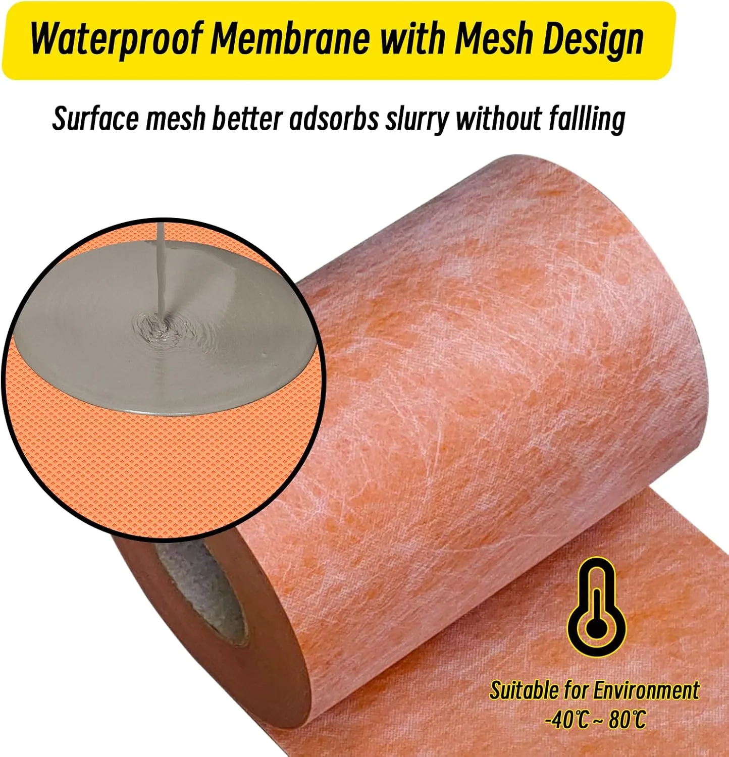 Waterproofing Membrane 9.8 in x 98.5 ft / 81 Sq Ft Waterproof Membrane for Shower 23.6mil Thickness Shower Waterproof Membrane for Sauna, Bathroom, Walls, Tile, Kitchen, Roof and Wet Areas