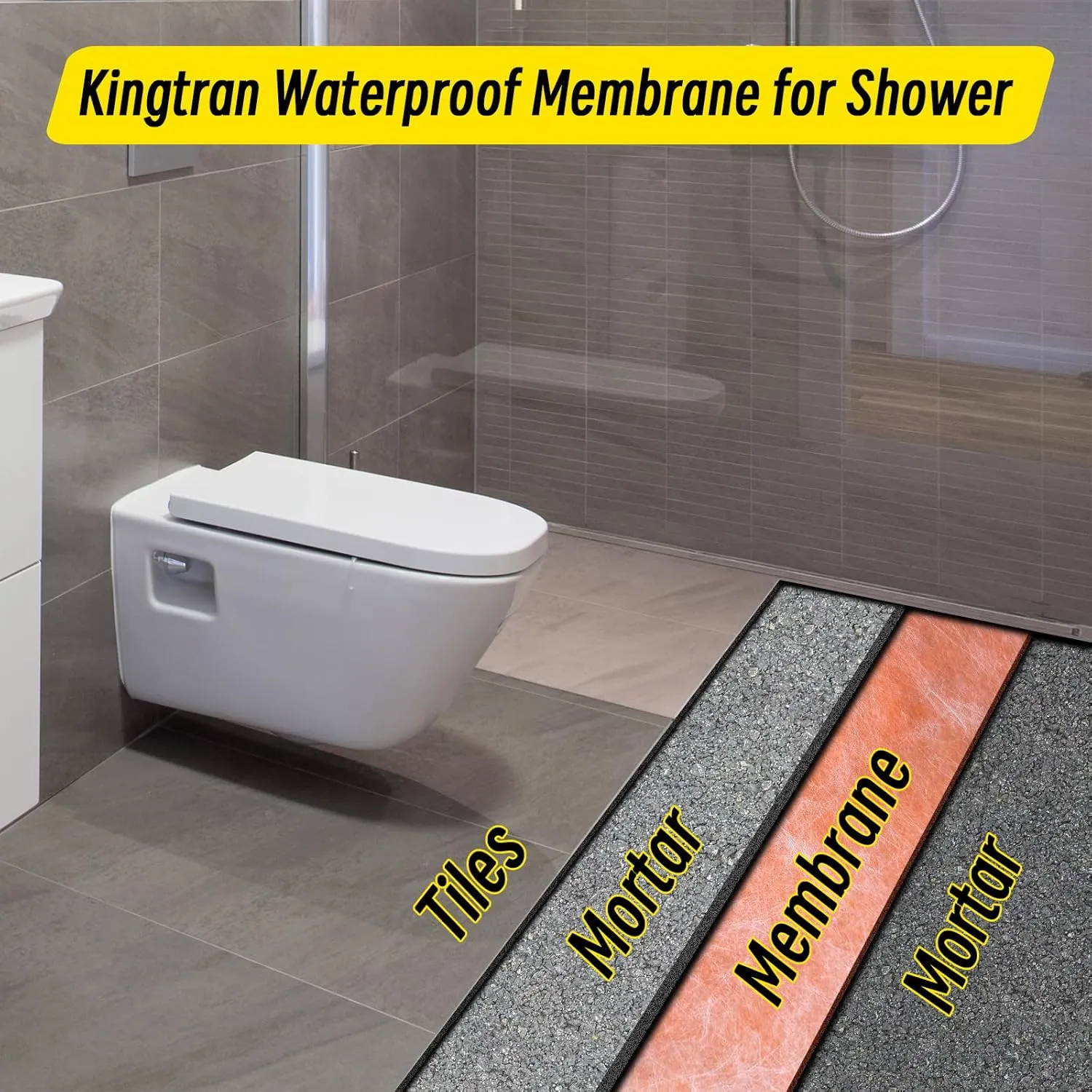 Waterproofing Membrane 9.8 in x 98.5 ft / 81 Sq Ft Waterproof Membrane for Shower 23.6mil Thickness Shower Waterproof Membrane for Sauna, Bathroom, Walls, Tile, Kitchen, Roof and Wet Areas