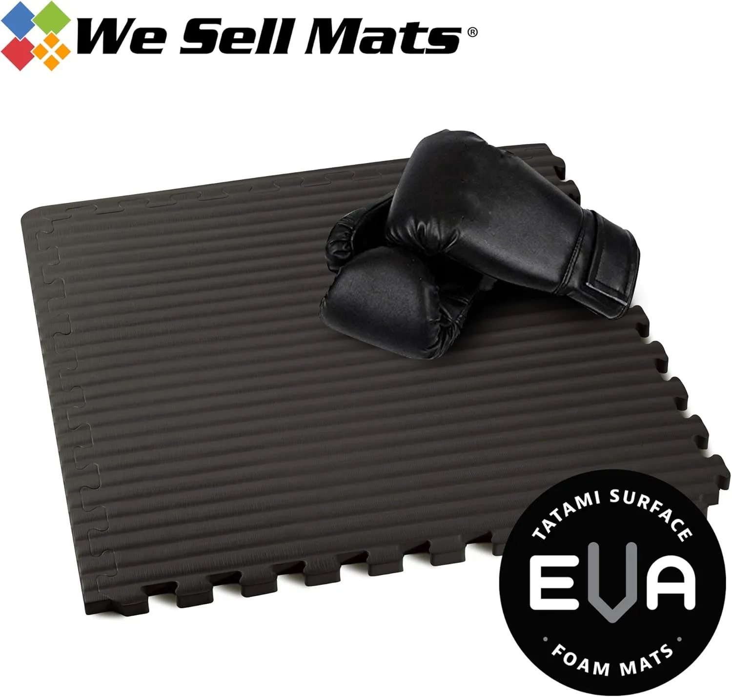 We Sell Mats 1 Inch Thick Martial Arts EVA Foam Exercise Mat, Tatami Pattern, Interlocking Floor Tiles for Home Gym, MMA, Anti-Fatigue Mats, 24 in x 24 in