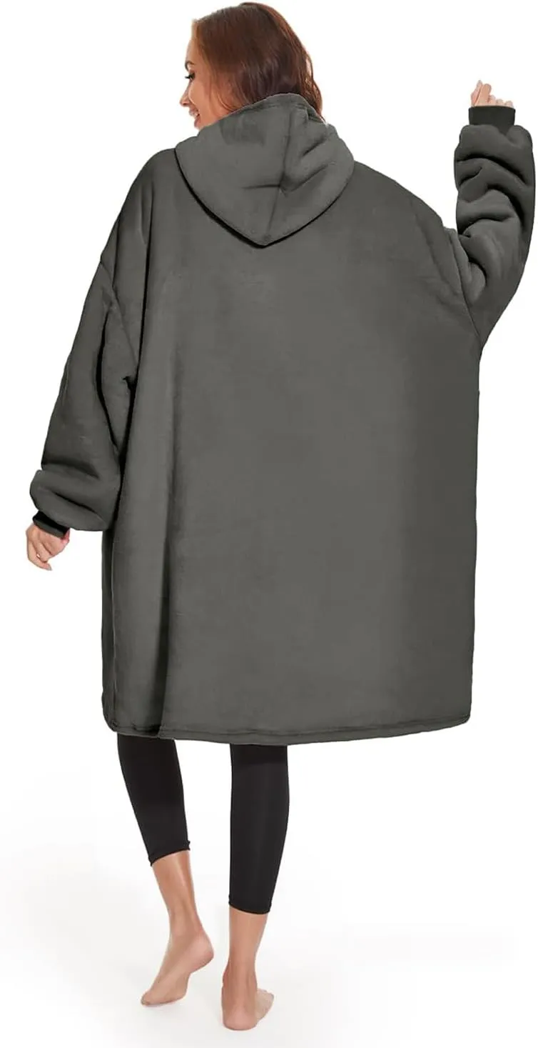 Wearable Blanket Hoodie, Oversized Sweatshirt Blanket Sleeves, Warm & Cozy Hooded Blanket Gifts for Women Men