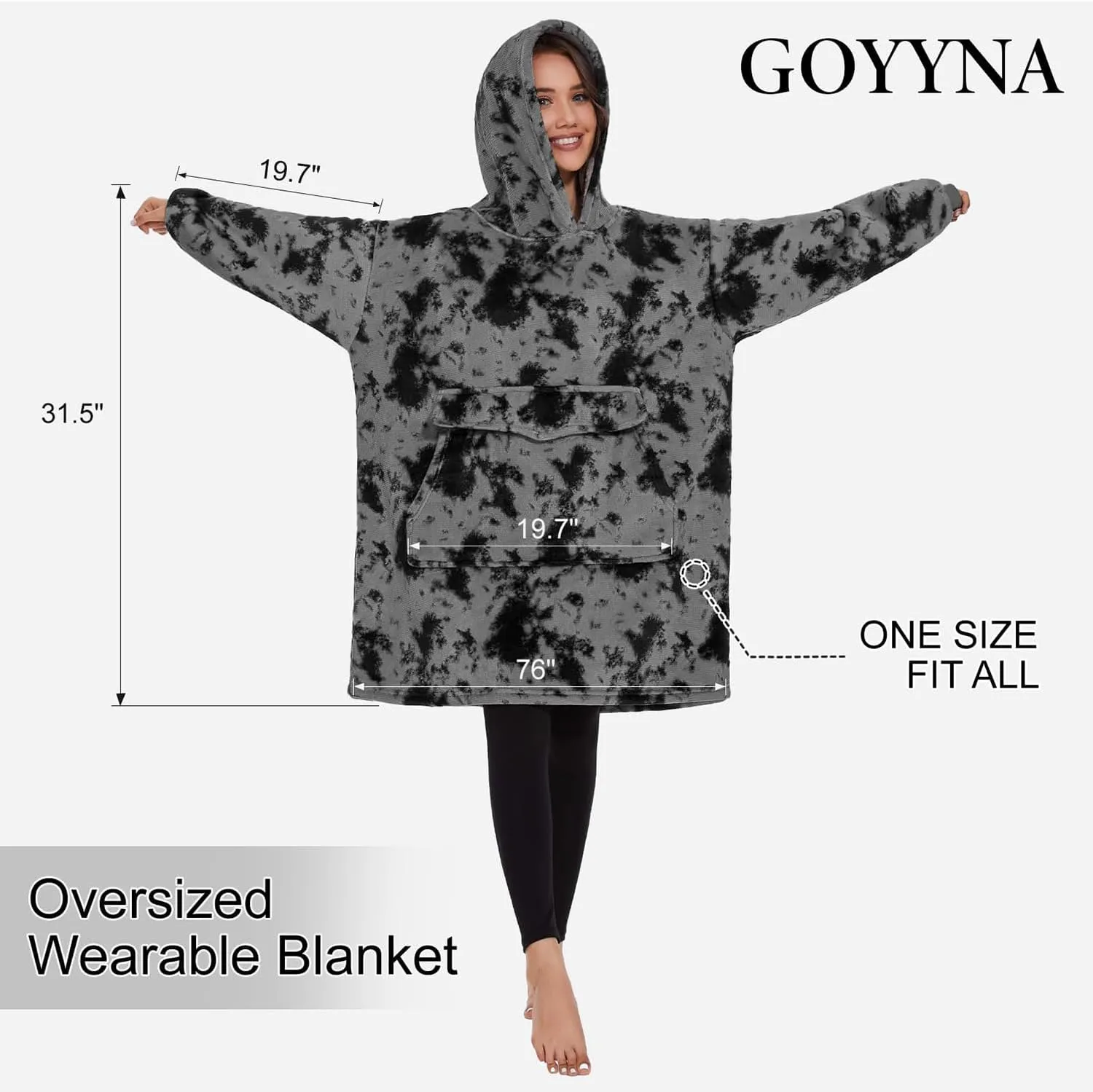 Wearable Blanket Hoodie, Oversized Sweatshirt Blanket Sleeves, Warm & Cozy Hooded Blanket Gifts for Women Men