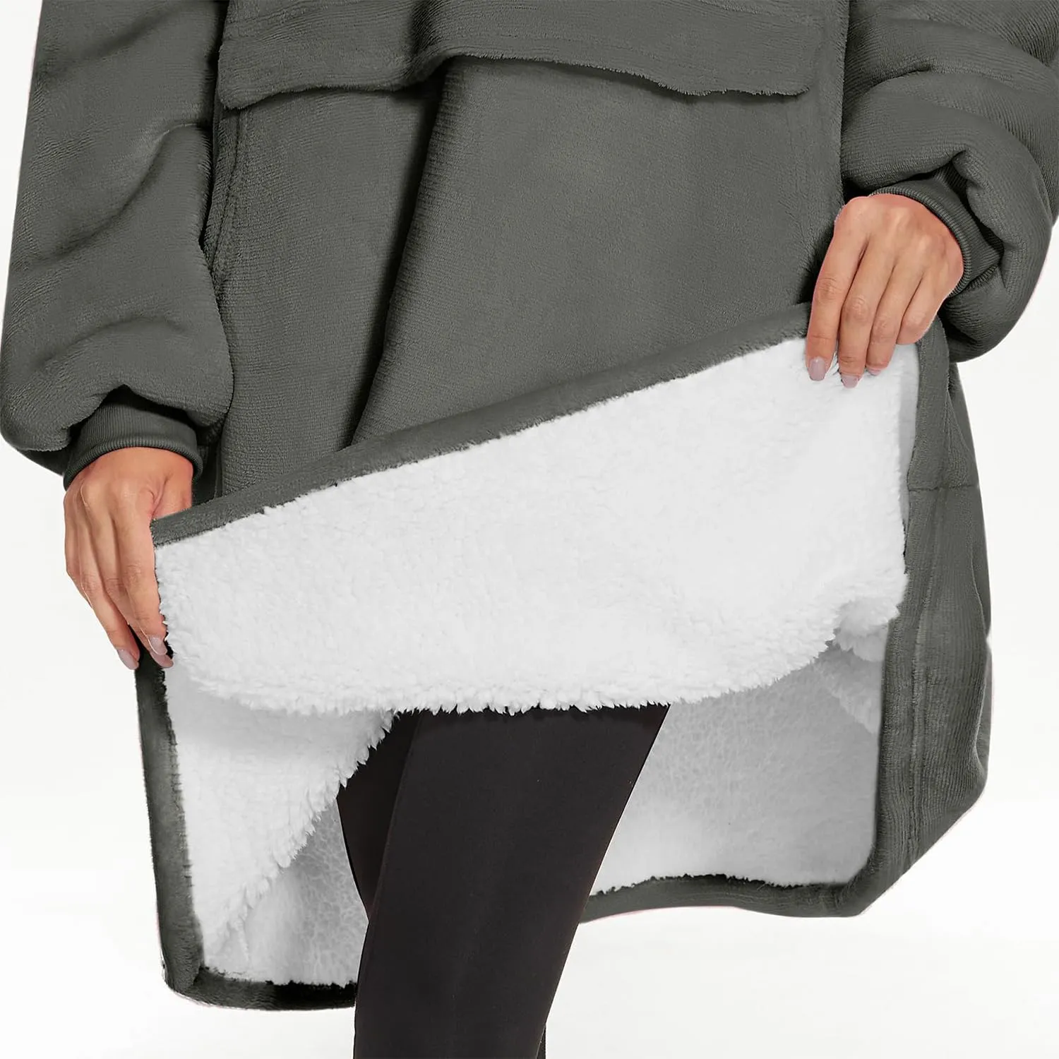 Wearable Blanket Hoodie, Oversized Sweatshirt Blanket Sleeves, Warm & Cozy Hooded Blanket Gifts for Women Men