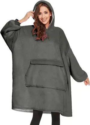 Wearable Blanket Hoodie, Oversized Sweatshirt Blanket Sleeves, Warm & Cozy Hooded Blanket Gifts for Women Men
