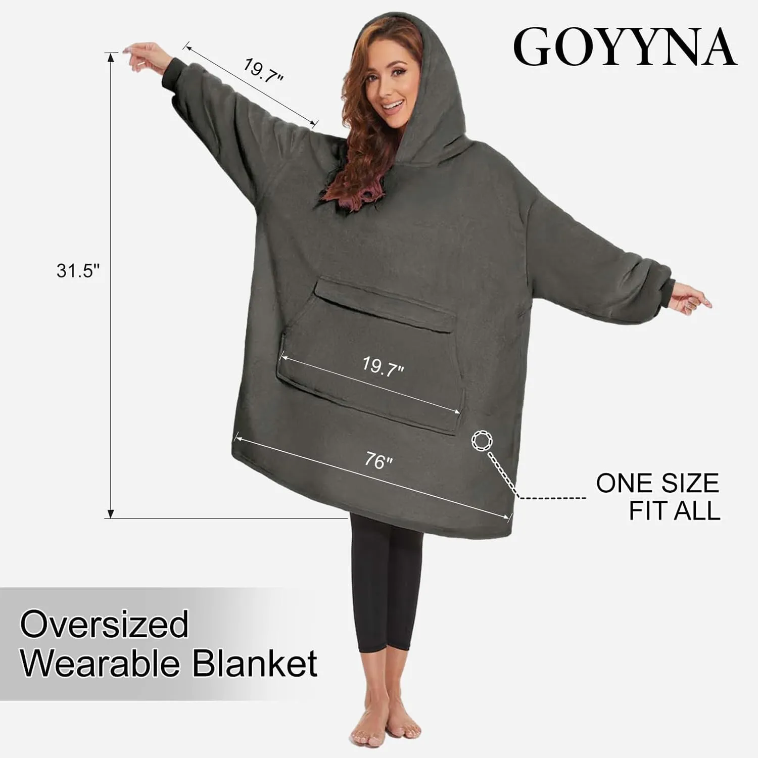 Wearable Blanket Hoodie, Oversized Sweatshirt Blanket Sleeves, Warm & Cozy Hooded Blanket Gifts for Women Men