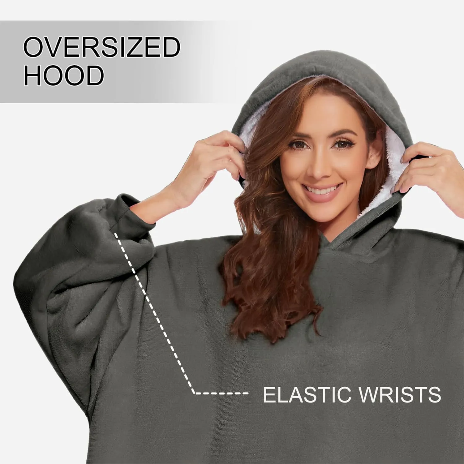 Wearable Blanket Hoodie, Oversized Sweatshirt Blanket Sleeves, Warm & Cozy Hooded Blanket Gifts for Women Men