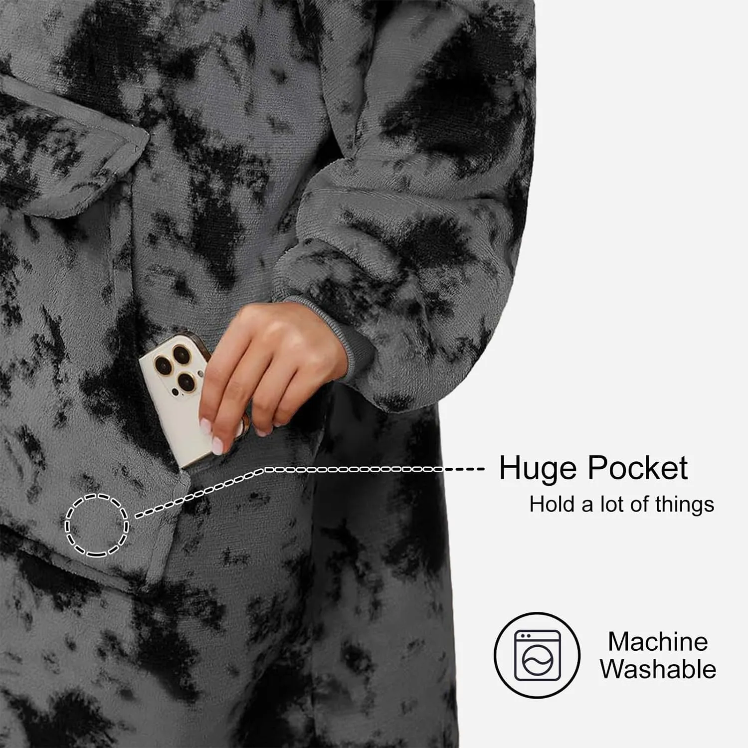 Wearable Blanket Hoodie, Oversized Sweatshirt Blanket Sleeves, Warm & Cozy Hooded Blanket Gifts for Women Men