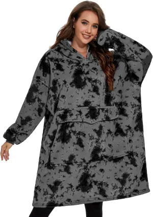 Wearable Blanket Hoodie, Oversized Sweatshirt Blanket Sleeves, Warm & Cozy Hooded Blanket Gifts for Women Men