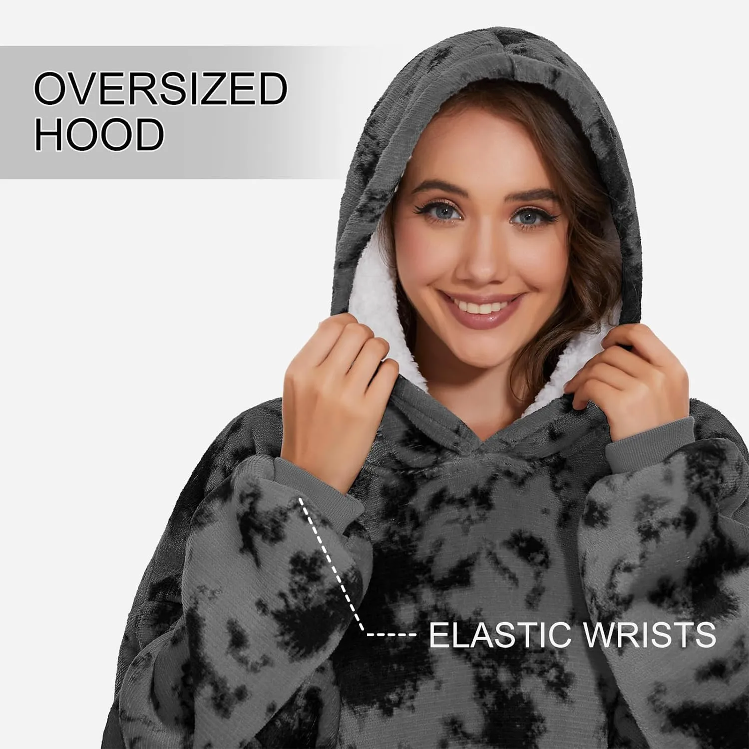 Wearable Blanket Hoodie, Oversized Sweatshirt Blanket Sleeves, Warm & Cozy Hooded Blanket Gifts for Women Men