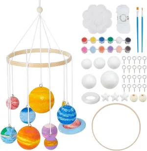 WEBEEDY DIY Solar Foam Ball Wall Hanging Kit DIY Solar System Model Project Kit with Polystyrene Spheres Ball,Pigment,Brushes for Hanging Space Project Party Decor Christmas Birthday Gift