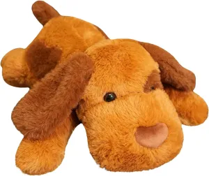 Weighted Stuffed Animals Dog, 15.75 inch 1.5 lbs Dog Weighted Plush Animal, Cute Plush Toy Pillow, Gifts for Adults, Kids, Boys and Girls（Brown）