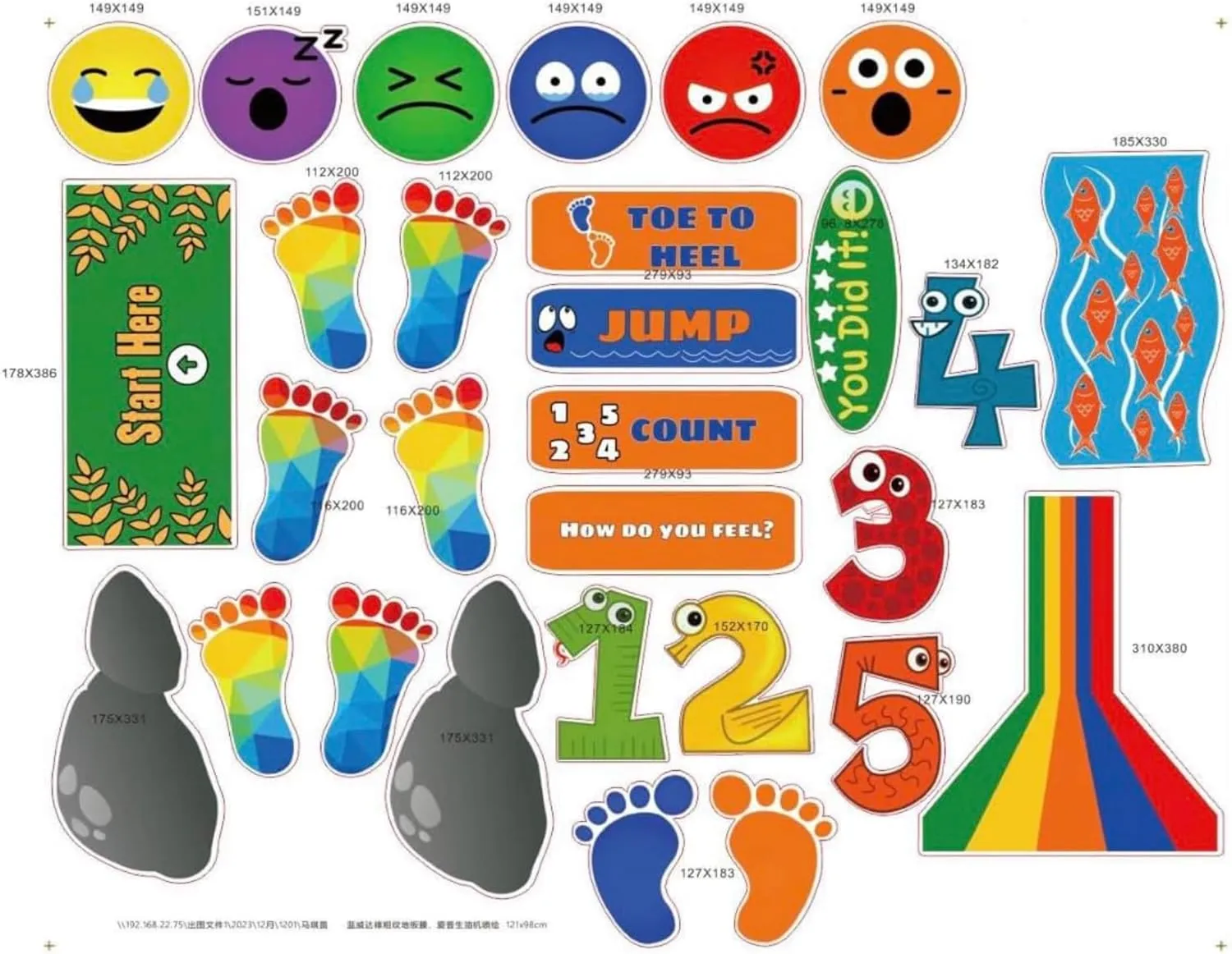 Whimsical Sensory Path Journey Kit - Includes Dynamic, Anti-Skid Pathway Adhesive Decals for Kids, Encouraging Fun, Movement, Creativity, and Imagination!