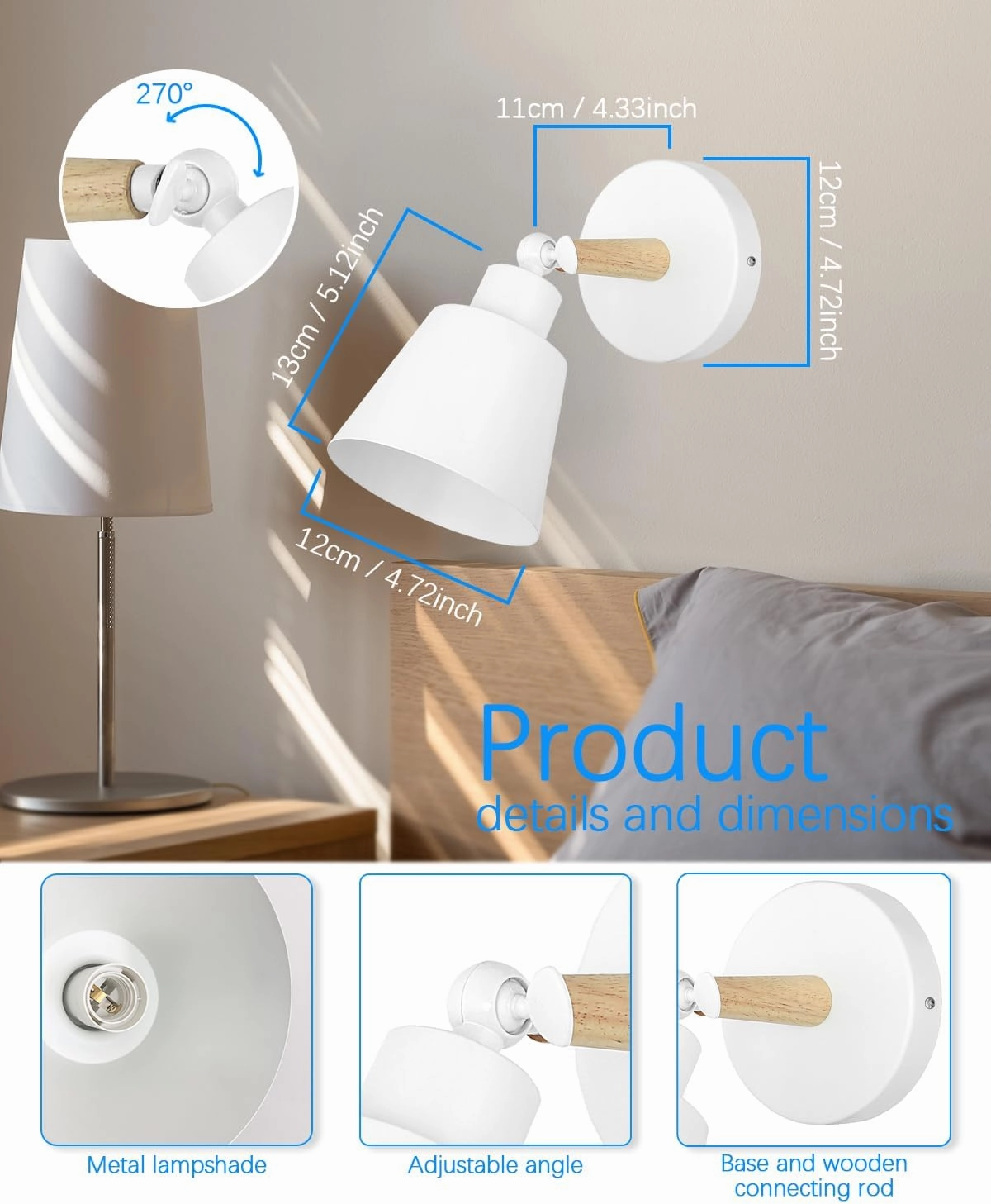 White Battery Operated Wall Sconce Set of Two, Easy to Install Wireless Lights for Wall, Remote Control Dimmable LED Lights, Auto Timer Wall Lamp Fixtures for Bedroom, Gallery, Living Room, RV…